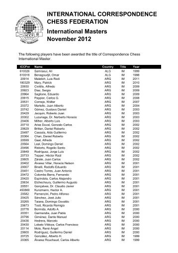 INTERNATIONAL CORRESPONDENCE CHESS ... - ICCF