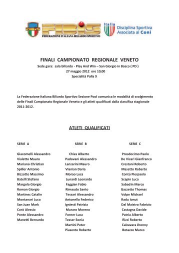 finali campionato regionale veneto - Federazione Italiana Biliardo ...