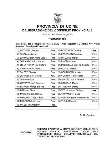 provincia di udine deliberazione del consiglio provinciale