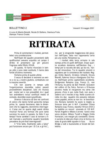 RITIRATA - Federazione Italiana Gioco Bridge