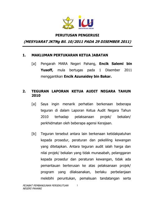 Perutusan JKTNg 102011 - PPPN Pahang