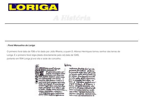 História de Loriga - Extratos da obra do historiador António Conde sobre a história da vila de Loriga