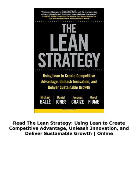 Read The Lean Strategy: Using Lean to Create Competitive Advantage, Unleash Innovation, and Deliver Sustainable Growth | Online