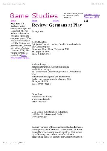 Review: Germans at Play - Anja Rau