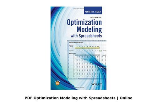 PDF Optimization Modeling with Spreadsheets | Online