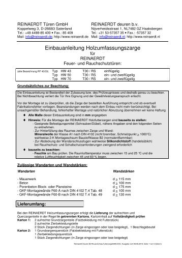 Einbauanleitung Holzumfassungszarge - REINÆRDT Türen GmbH