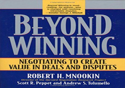 [+]The best book of the month Beyond Winning: Negotiating to Create Value in Deals and Disputes [PDF] 