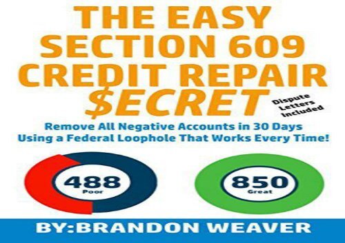 PDF Books Library: The Easy Section Credit Repair Secret PDF Download the easy section 609 credit repair secret free download