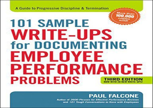 [+][PDF] TOP TREND 101 Sample Write-Ups for Documenting Employee Performance Problems: A Guide to Progressive Discipline   Termination [PDF] 