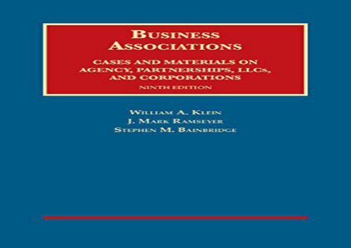 [+]The best book of the month Business Associations, Cases and Materials on Agency, Partnerships, and Corporations (University Casebook Series)  [DOWNLOAD] 