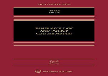 [+][PDF] TOP TREND Insurance Law and Policy: Cases and Materials (Aspen Casebook)  [READ] 