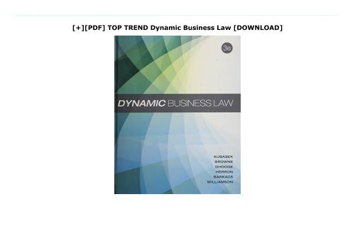 [+][PDF] TOP TREND Dynamic Business Law  [DOWNLOAD] 