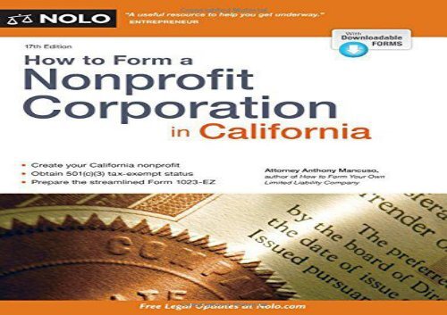 [+][PDF] TOP TREND How to Form a Nonprofit Corporation in California  [READ] 