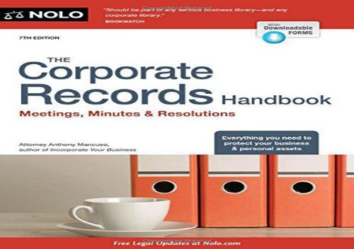[+]The best book of the month The Corporate Records Handbook: Meetings, Minutes   Resolutions  [DOWNLOAD] 