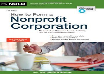 [+][PDF] TOP TREND How to Form a Nonprofit Corporation (How to Form Your Own Nonprofit Corporation) [PDF] 