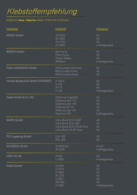 Home Selection_Klebstoffempfehlung