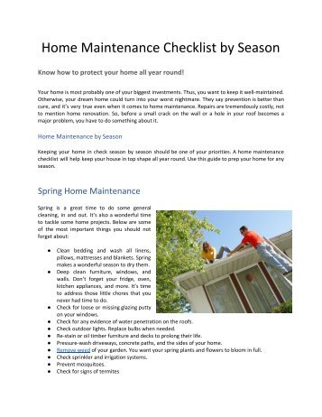 Home maintenance checklist by season.docx