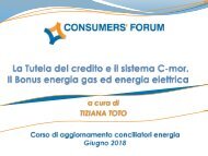 6. La Tutela del credito e il sistema C-mor.Il Bonus Energia gas ed energia elettrica (Toto)