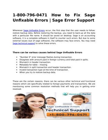1-800-796-0471 How to Fix Sage Unfixable Errors | Sage Error Support