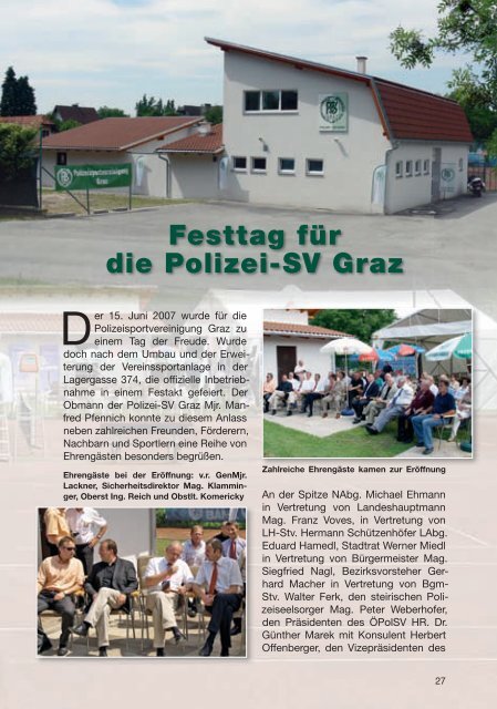 Zum Geleit - Polizeisportvereinigung Graz