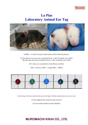 La Pias Laboratory Animal Ear Tag - MUROMACHI KIKAI Co., LTD ...