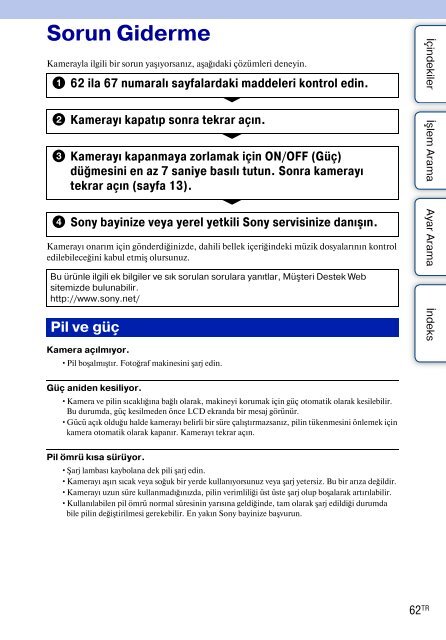 Sony MHS-TS20 - MHS-TS20 Istruzioni per l'uso Turco