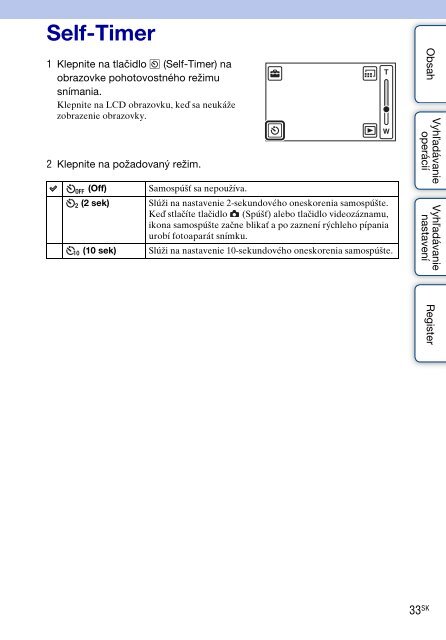 Sony MHS-TS20 - MHS-TS20 Istruzioni per l'uso Slovacco