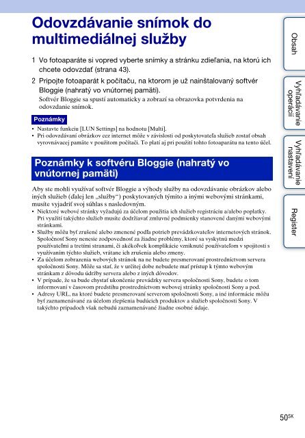 Sony MHS-TS20 - MHS-TS20 Istruzioni per l'uso Slovacco