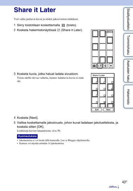 Sony MHS-TS20 - MHS-TS20 Istruzioni per l'uso Finlandese