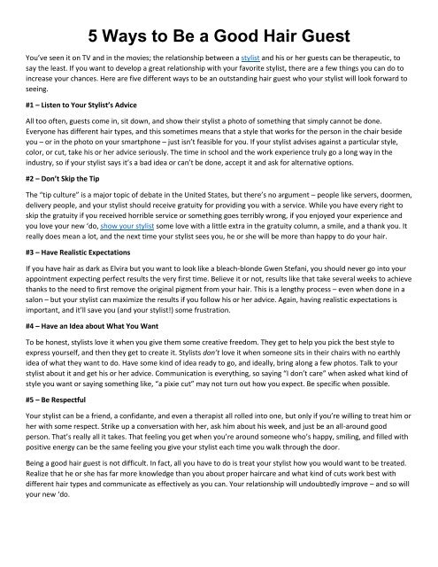 5 Ways To Be A Good Hair Guest