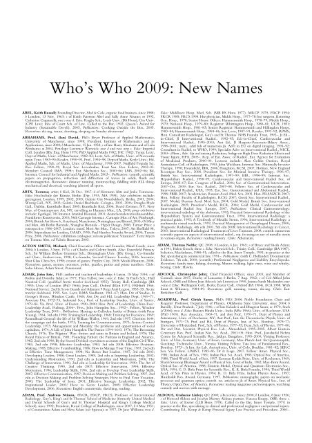 New names 2009 minus contact details.fm - Telegraph