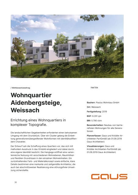 Gaus Architekten: Wohnen und Quartiergestaltung