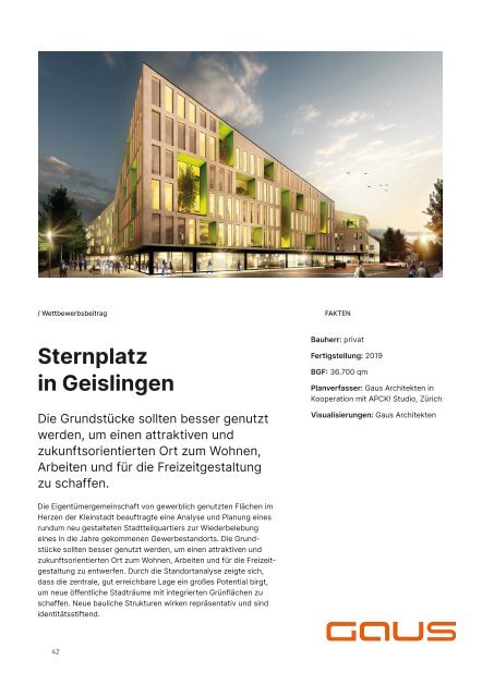 Gaus Architekten: Wohnen und Quartiergestaltung