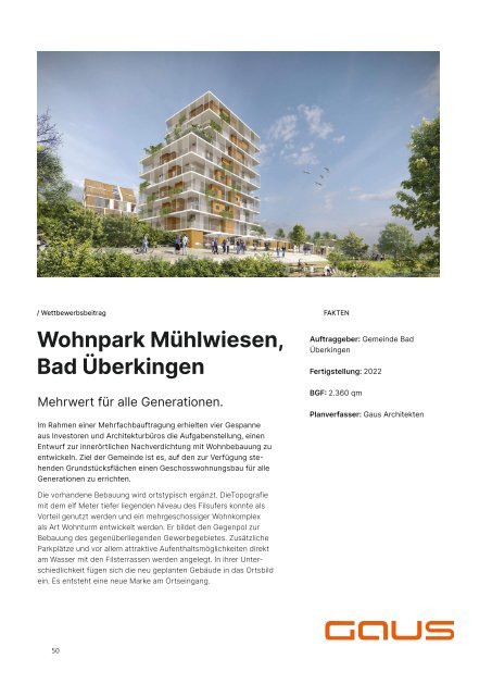 Gaus Architekten: Wohnen und Quartiergestaltung