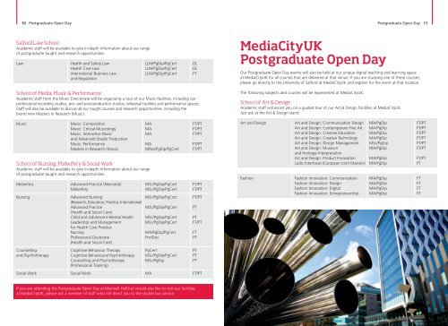 Postgraduate Open Day Guide - University of Salford