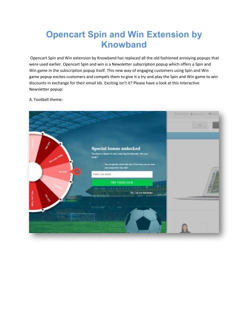 Opencart Spin and Win Newsletter popup extension by Knowband