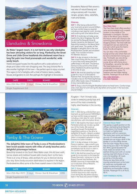 Highcliffe Coach Holidays Brochure 2018-2019