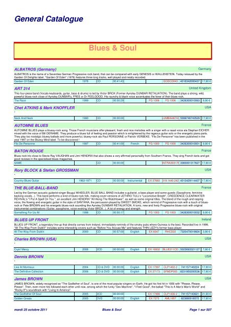 General Catalogue Blues & Soul - Musea