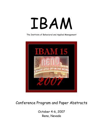 Conference Program and Paper Abstracts - Ibam.com