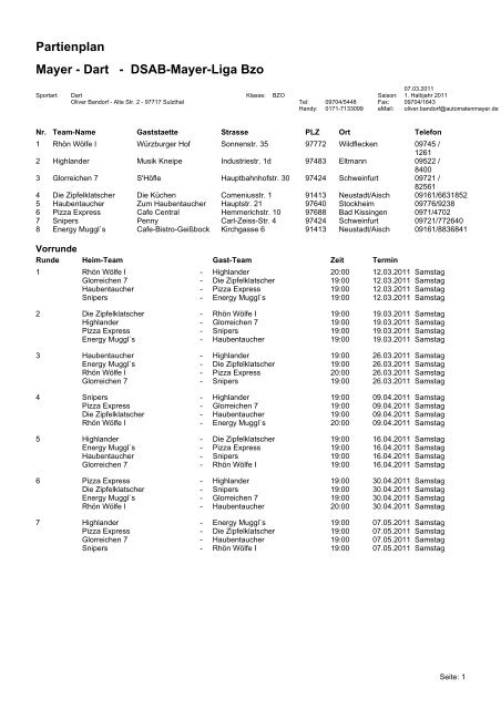 Partienplan Mayer-Dart - DSAB-Mayer-LigaBzo - Astro Spielodrom ...
