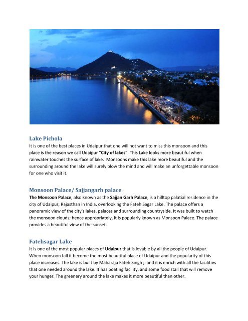 Enjoy monsoon with unique 5 places in Udaipur