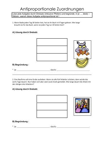 Antiproportionale Zuordnungen mit Dreisatz und Begründung