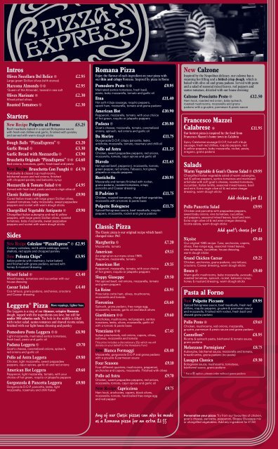 Download a menu - Pizza Express