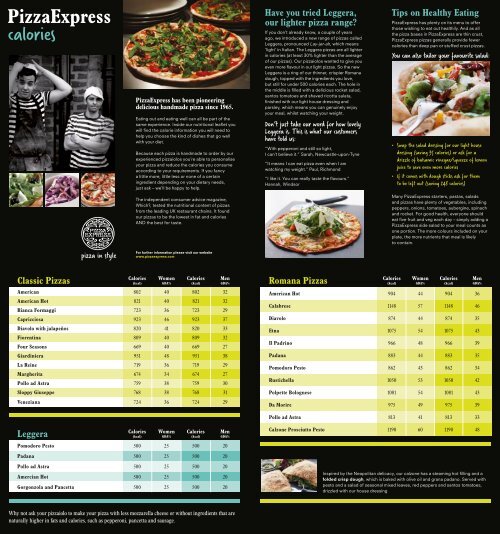 calories - Pizza Express