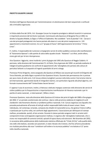 PREFETTO GIUSEPPE CARUSO Direttore dell'Agenzia Nazionale ...