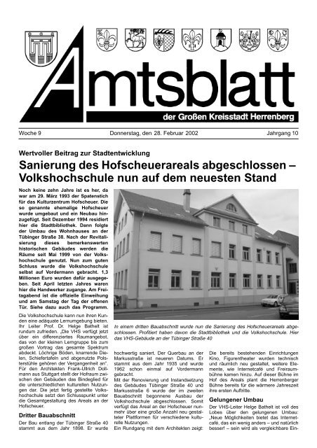 Sanierung des Hofscheuerareals abgeschlossen ... - Herrenberg