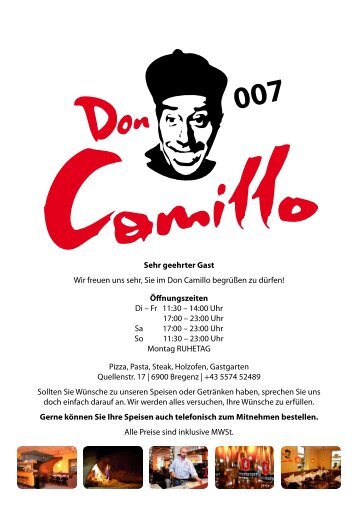 Sehr geehrter Gast Wir freuen uns sehr, Sie im Don Camillo ...