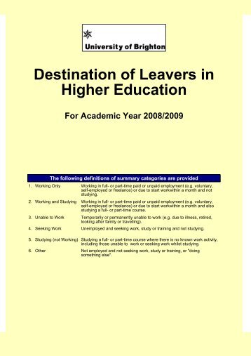 Destination of Leavers in Higher Education 2008/2009 - staffcentral ...