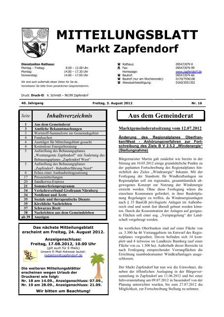 Mitteilungsblatt Nr. 16 - Mitte August - Zapfendorf