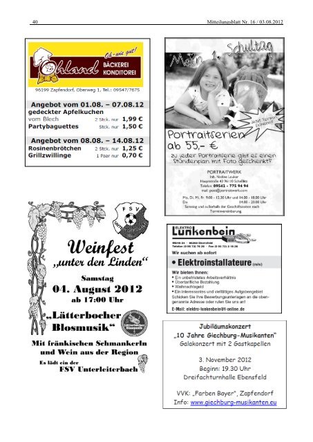 Mitteilungsblatt Nr. 16 - Mitte August - Zapfendorf